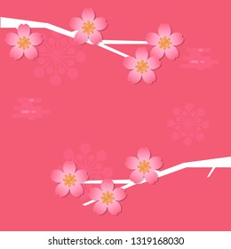 abstract vector background with sakura blossoming branches