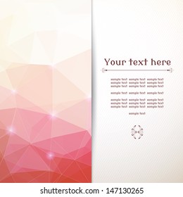 Abstract vector background with sample text. Multicolored polygons. Perfect for invitations, announcement or greetings.