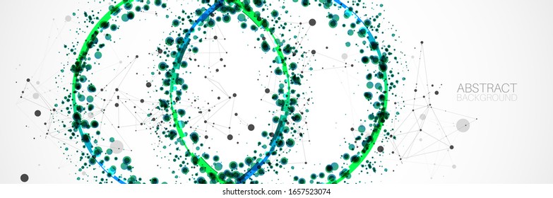 Abstract vector background, scientific direction, with green circles and chaotic spots on it . 