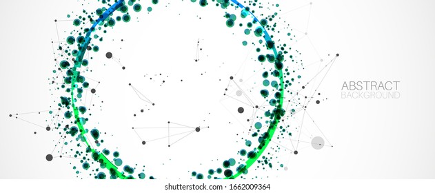 Abstract vector background, scientific direction, with green circles and chaotic spots on it . 