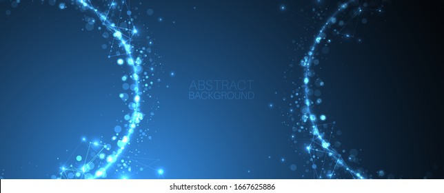 Abstract vector background, scientific direction, with glowing circles and chaotic spots on it . 