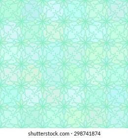 Abstract vector background Seamless floral grid texture Aquamarine colors