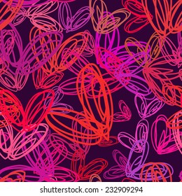 Abstract vector background Seamless hand drawn casual scribble hearts