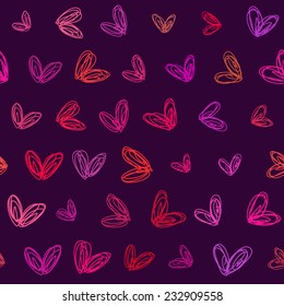Abstract vector background Seamless hand drawn heart