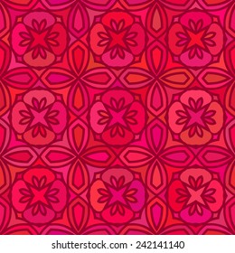 Abstract vector background Seamless ornamental grid texture Red color