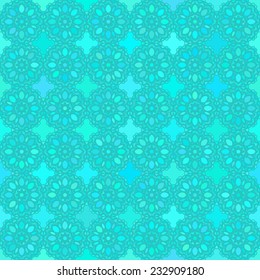 Abstract vector background Seamless round turquoise flower pattern
