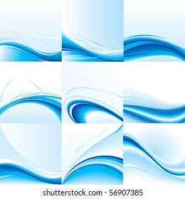 Abstract vector background set. Blue design.