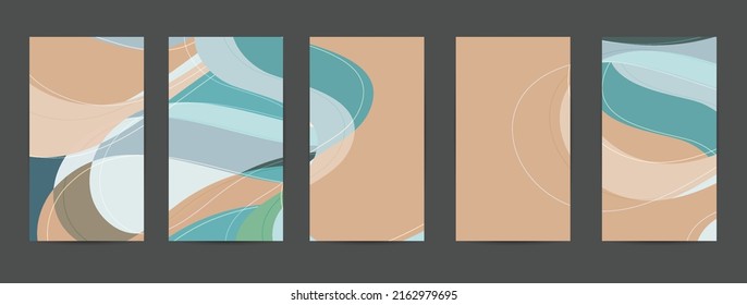 Abstract vector background set with bright gradient wavy organic overlapping shapes grunge textured. Fluid wavy lines.Template for seasonal sale advertising  marketing technology.