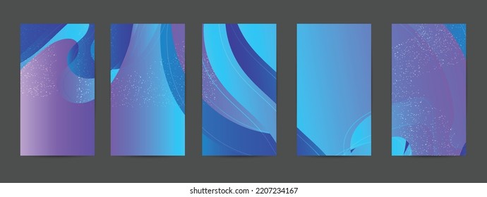 Abstract vector background set with bright gradient wavy organic overlapping shapes grunge textured. Disco music 80’s poster design. Blog post frame or border. Background booster.
