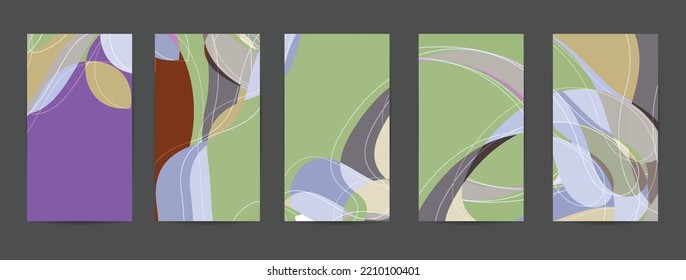 Abstract vector background set with bright gradient wavy organic overlapping shapes grunge textured. Fluid wavy lines.Template for seasonal sale advertising  marketing technology.