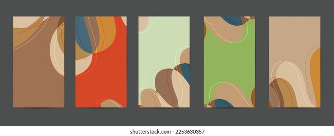 Abstract vector background set with bright gradient wavy organic overlapping shapes grunge textured. Fluid wavy lines.Template for seasonal sale advertising  marketing technology.