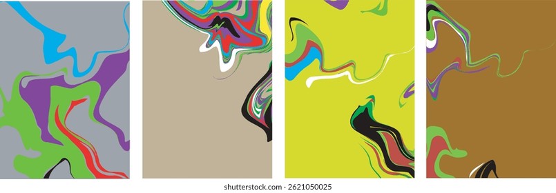 Abstrakter Vektorhintergrund mit hellem Verlauf gewellte organische überlappende Formen grunge strukturiert. Fließende wellenförmige Linien.Template . flüssiger Hintergrund