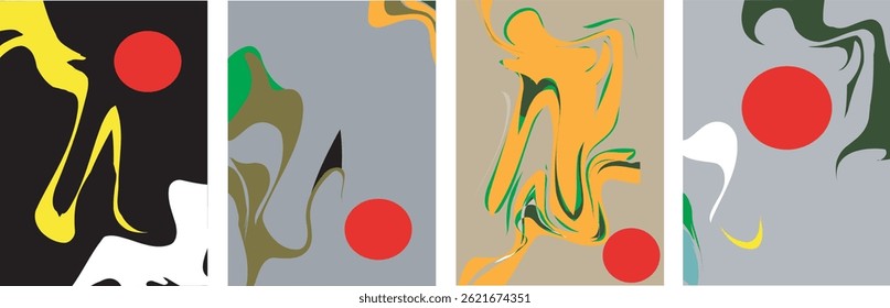 Abstract vector background set with bright gradient wavy organic overlapping shapes grunge textured. Fluid wavy lines.Template . liquid background
