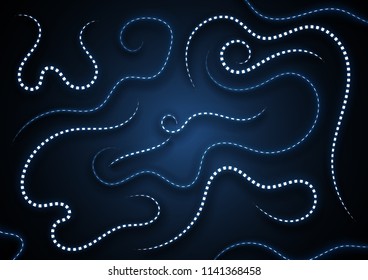 Abstract vector background of set of curled broken lines