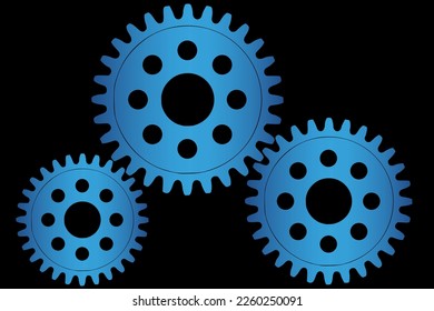 Abstract vector background with a set of gears in motion of different sizes. The concept of organization and joint work for success