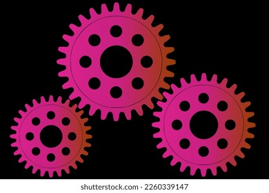 Abstract vector background with a set of gears in motion of different sizes. The concept of organization and joint work for success
