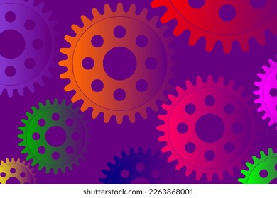 Abstract vector background with a set of gears in motion of different sizes. The concept of organization and joint work for success
