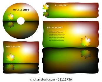Abstract vector background set with leaf graphic and copy space