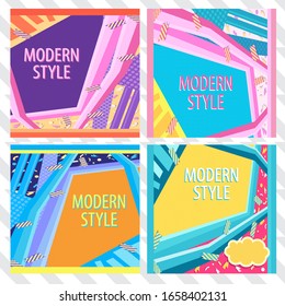 Abstract vector background
Set of Space Modern  ,90s retro modern abstract style background, Vector illustration.
Design for fashion work ,banner ,card ,frame ,web ,illustration ,catalog, border

