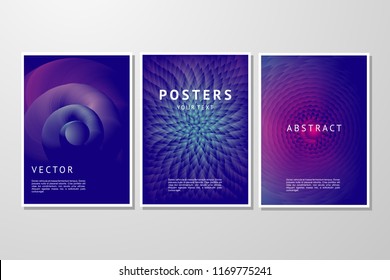 Abstract vector background set. Trendy geometric posters template. Cover with vibrant gradient.