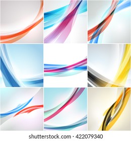 Abstract vector background set. Abstract waves on light background