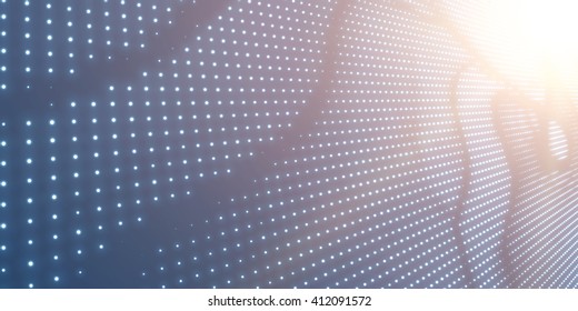 Abstract vector background with shining neon lights. Neon sign with abstract image in perspective. Glowing particles. Elegant modern background for business presentations. 
