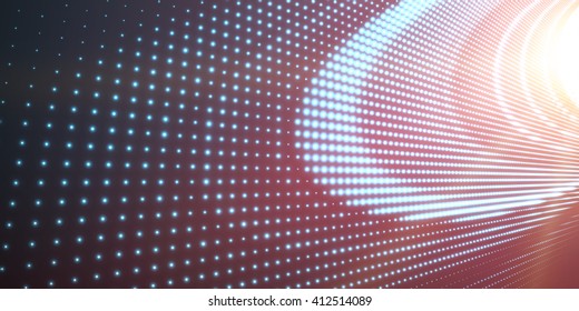 Abstract vector background with shining neon lights. Neon sign with abstract image in perspective. Glowing particles. Elegant modern background for business presentations. 
