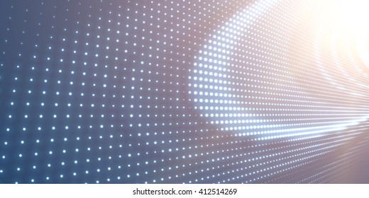 Abstract vector background with shining neon lights. Neon sign with abstract image in perspective. Glowing particles. Elegant modern background for business presentations. 