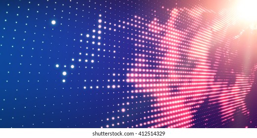 Abstract vector background with shining neon lights. Neon sign with abstract image in perspective. Glowing particles. Elegant modern background for business presentations. 