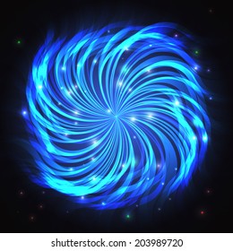 Abstract vector background. Shining wavy rays and light