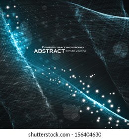 Abstract vector background, shiny space, futuristic wave illustration eps10