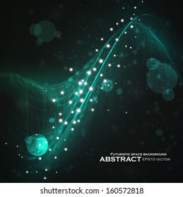 Abstract vector background, shiny space, futuristic wave illustration eps10