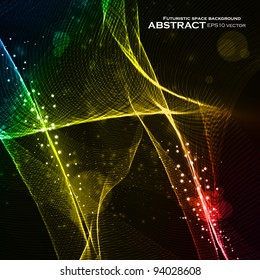 Abstract vector background, shiny space, futuristic wave illustration eps10