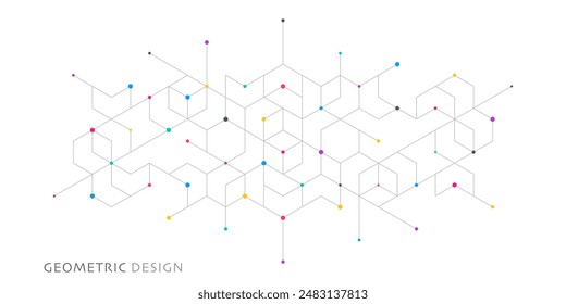 Abstrakter Vektorgrafik-Hintergrund mit einfachen geometrischen Figuren und Punkten. Grafikdesign-Element und polygonales Formmuster.