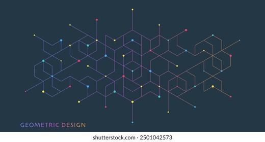 Abstract vector background with simple geometric figures and dots. Graphic design element and polygonal shape pattern.