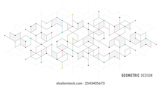 Abstract vector background with simple geometric figures and dots. Graphic design element and polygonal shape pattern.