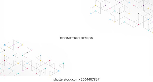 Abstract vector background with simple geometric figures and dots. Graphic design element and polygonal shape pattern