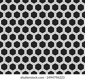 Fondo de Vector Abstractas. Cuadrícula hexagonal simple con celdas sólidas internas. Formas hexagonales. Ilustración vectorial de baldosas sin costuras.