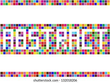 abstract vector background with small colorful squares and digital text