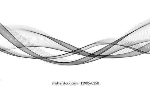 Abstract vector background with smooth black wave. Black wavy lines