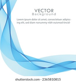 Abstract vector background with smooth blue color wave. Smoke wavy lines
