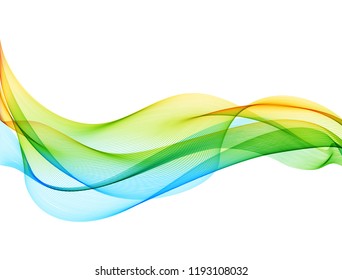 Abstract vector background with smooth color wave. Blue wavy lines