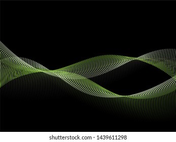 Abstract vector background with smooth color wave. Dashed wavy lines.