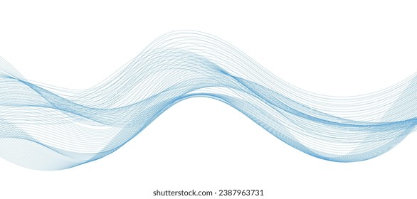 Abstract vector background with smooth color wave. Smoke wavy lines. Vector blue waves background