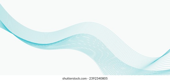 Abstract vector background with the smooth color wave. Smoke wavy lines. Vector blue waves background