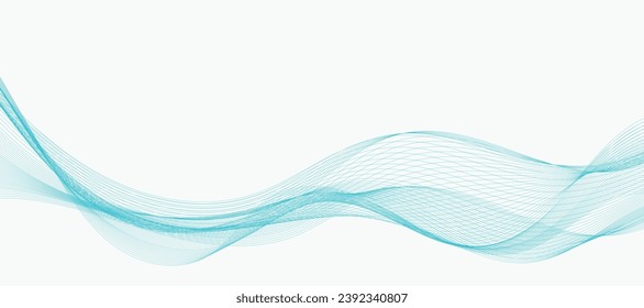 Abstract vector background with the smooth color wave. Smoke wavy lines. Vector blue waves background