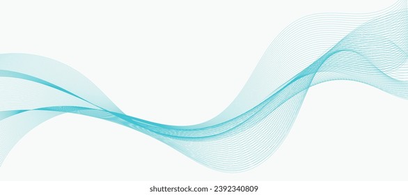 Abstract vector background with the smooth color wave. Smoke wavy lines. Vector blue waves background
