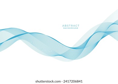 Abstract vector background with smooth color wave. Smoke wavy lines. Vector blue waves background