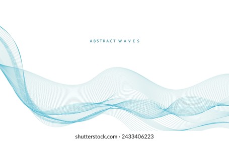 Abstract vector background with the smooth color wave. Smoke wavy lines. Vector blue waves background