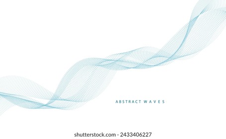 Abstract vector background with the smooth color wave. Smoke wavy lines. Vector blue waves background